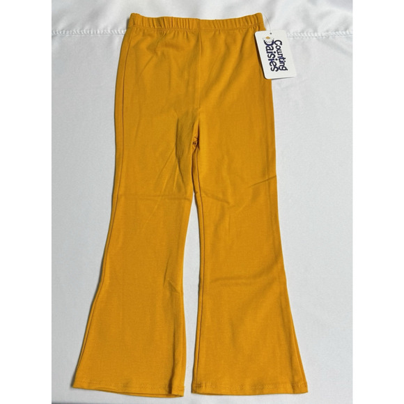 Counting Daisies Solid Flare Leggings Girl's Size 4 Mustard Yellow - Picture 1 of 5